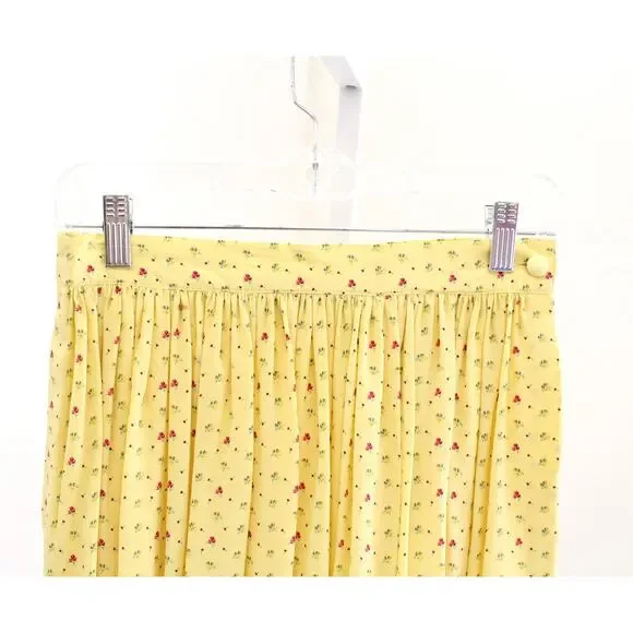 Vtg Escada Yellow Ditsy Floral Pleated Ruffle Hem Peasant Skirt Size 42 / S ? - Picture 6 of 9